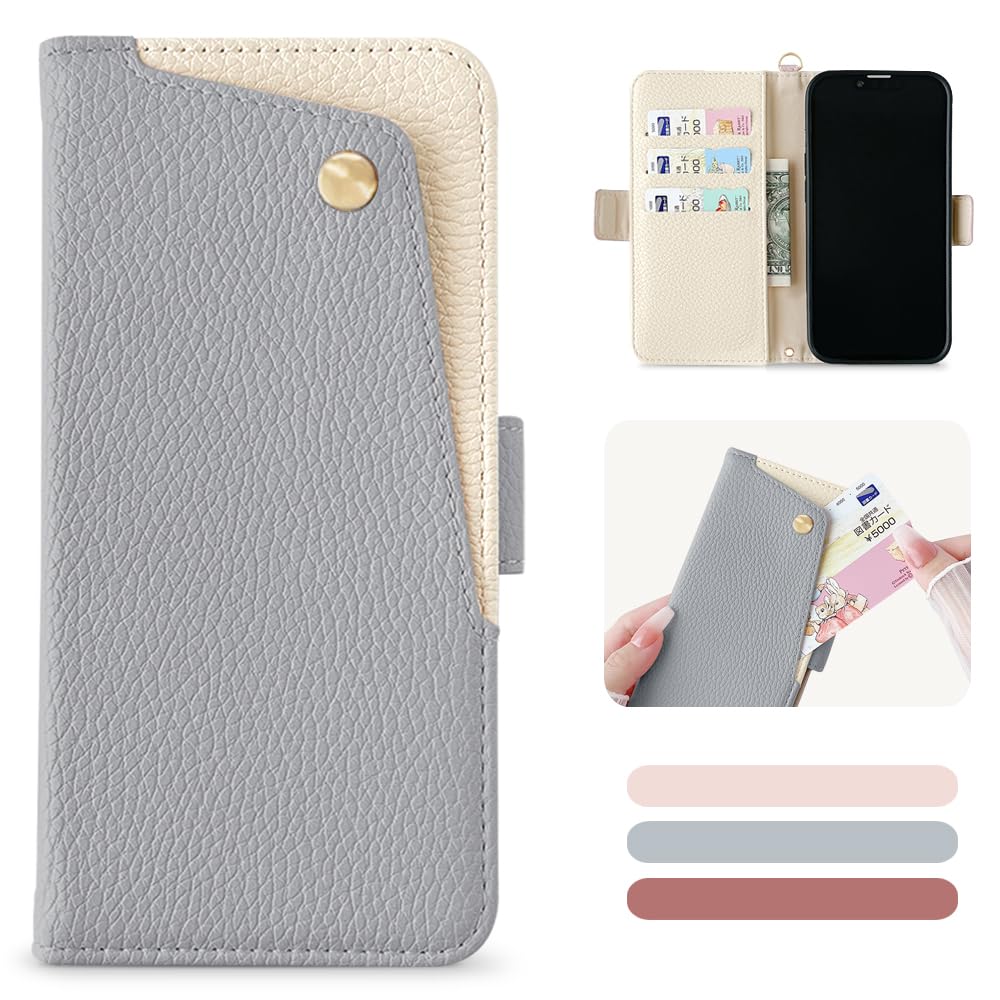 Amazon.co.jp: Kahper いphone13 用 ケース 手帳型 バイカラー 表面